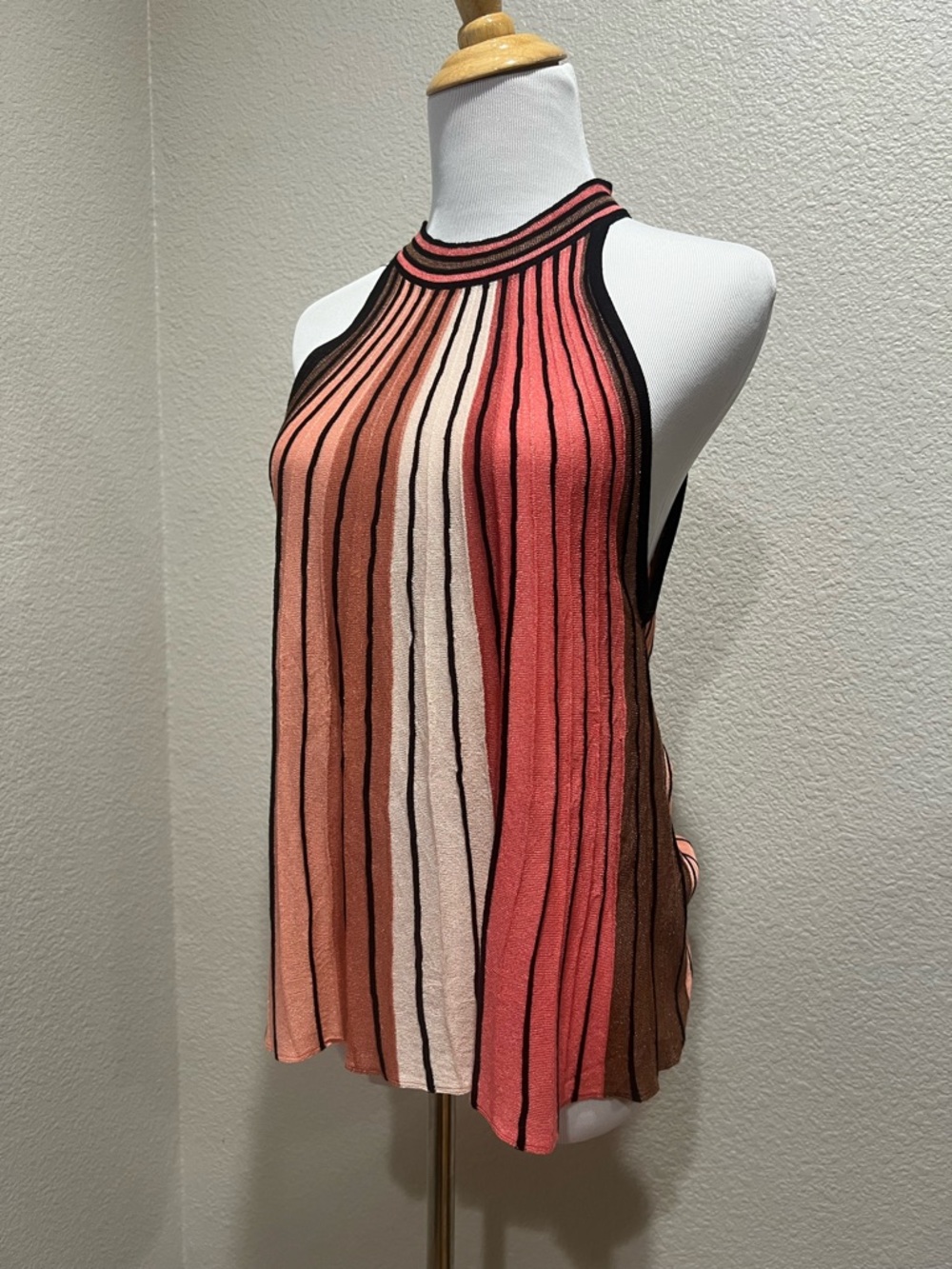 Mango Vertical Stripe Halter Top, S